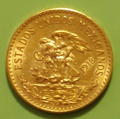 Mexico, 20 Pesos 1918, Aztec Calendar, kultaa 16,67 g (900)