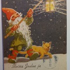 Tonttu kantaa lyhtyä, kissa matkassa mukana, p. 1947 - pikkukuva 1