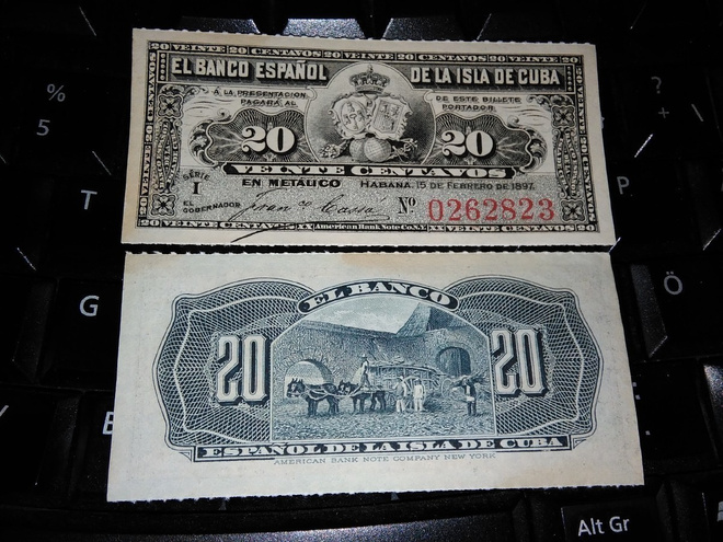 Kuuba Cuba 20 Centavos 1897 P53 aUNC