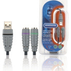 Bandridge USB - 2x PS/2 Näppäimistö ja Hiiri Adapteri, 0.3m - pikkukuva 1
