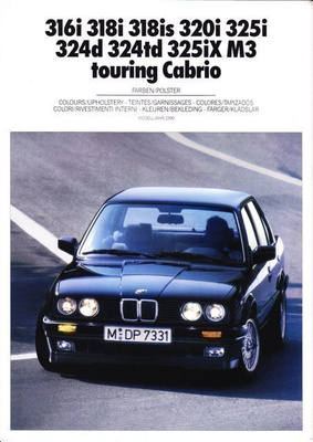BMW 300-sarja värit ja verhoilu -esite, 1990