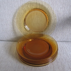 Vanhat  kellanruskeat lasilautaset  14,7 cm - 6 kpl - pikkukuva 1