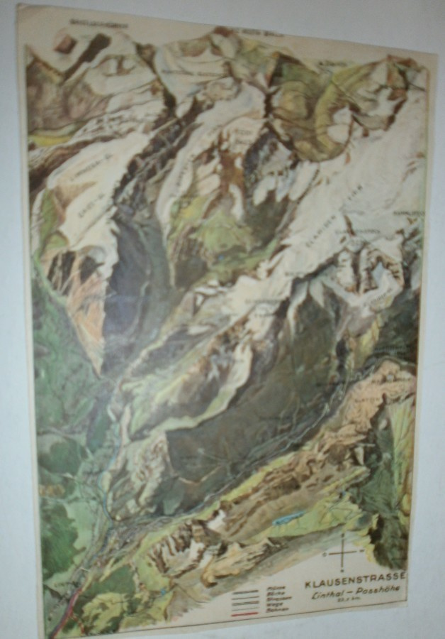 Klausenstrasse, Linthal - Passhöhe 23,5 km, karttapk, 1938