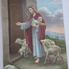uskonnollinen,Jeesus ja karitsat ovella , kulkenut 1962 - pikkukuva 1