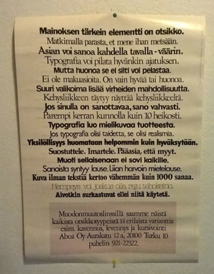 JULISTE MAINOSTEKSTI KOKO NOIN 50 X 70 CM