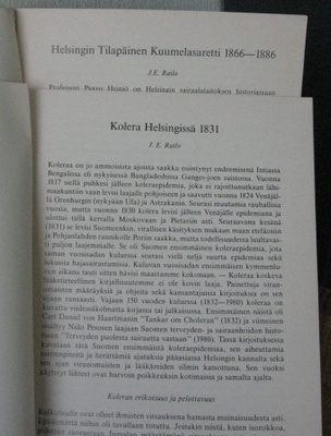 J. E. Erkko: Kolera Helsingissä / Kuumelasaretti