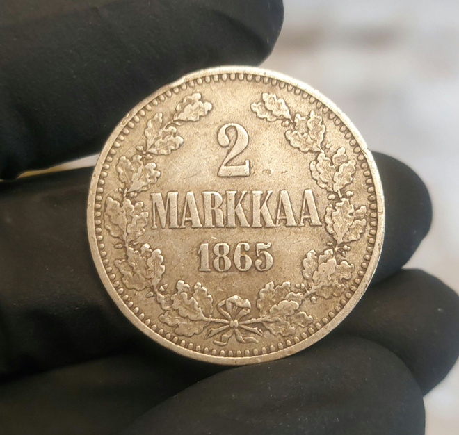 2 Markkaa 1865 Hyväkuntoinen