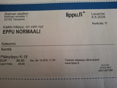EPUT 8.8 Viimeinen konsertti 1 kenttälippu