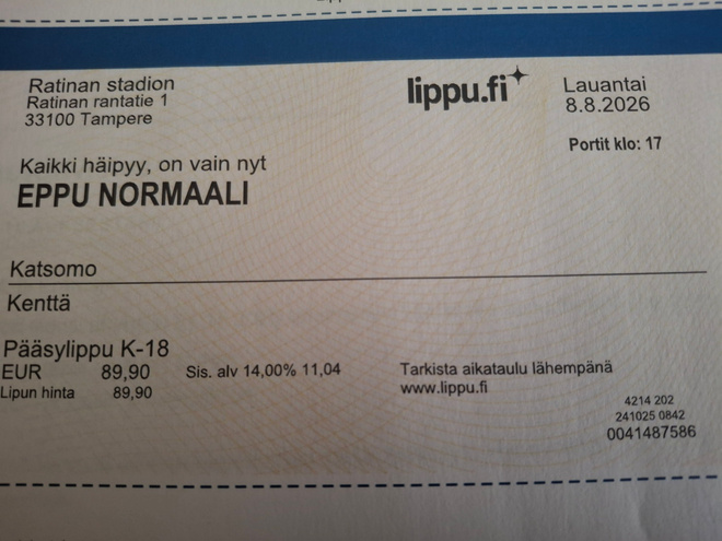 EPUT 8.8 Viimeinen konsertti 1 kenttälippu