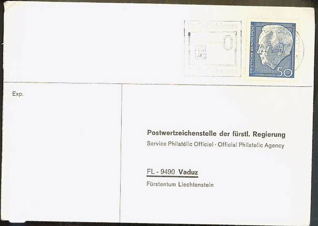 BRD Mi 543 kirje Liechtensteiniin