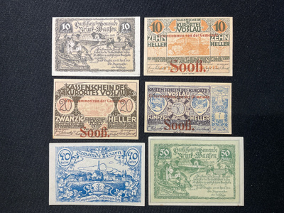 Austrian Notgelds 6 kpl, Kurortes Voeslau 1-31,Dez 1920