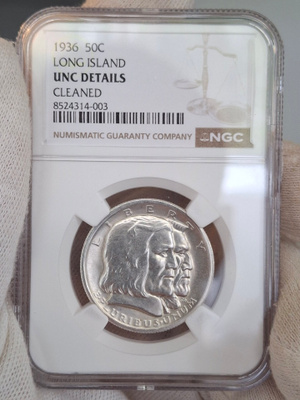 Half dollar 1936 Long Island Tercentenary UNC det