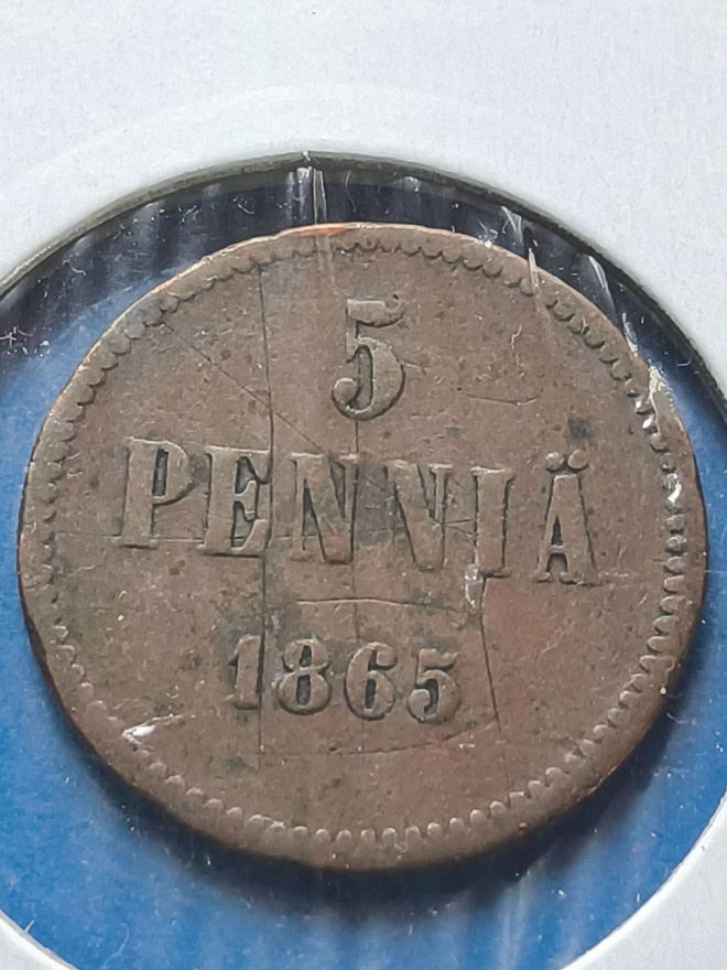 5 PENNIÄ 1865!