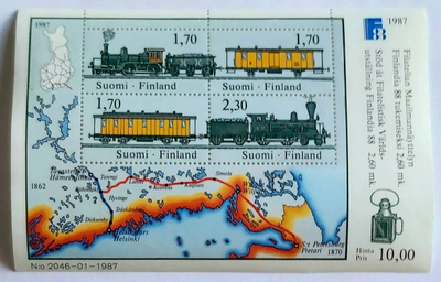 FILATELIAN MAAILMANNÄYTTELY FINLANDIA 88 POSTIMERKKIBLOKKI-J