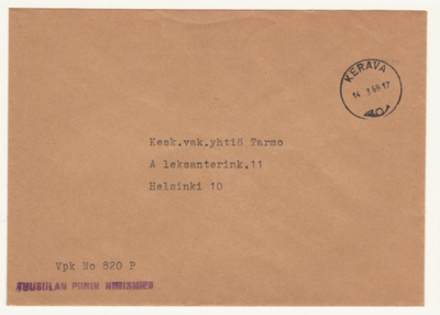 Kerava Tuusulan piirin nimismies virkakirje 1969