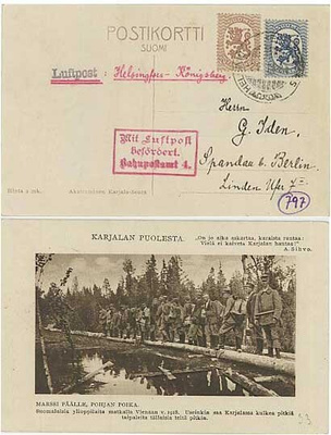 1925 2.7. lentopostikortti Tallinnan ja Köningsbergin kautta