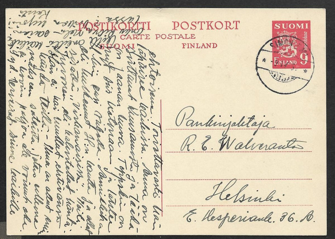 Postilähetys - Ehiö 9mk (LAPE 100) Simonniemi 9.4.1950