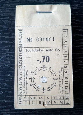 Lauttakylän Auto Oy vanhat matkaliput pinkka100 kpl