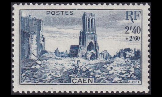 Ranska 738 ** Jälleenrakennus Caen (1945)