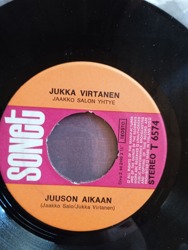 SINGLE- LEVY:  JUKKA VIRTANEN   SONET T 6574