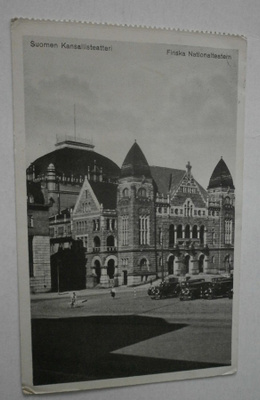 Helsinki, Kansallisteatteri + autoja, vanha mv pk, p. 1935