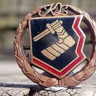 Pronssivärinen Karjalaliiton merkki. Halkaisija - 23 mm. - pikkukuva 3