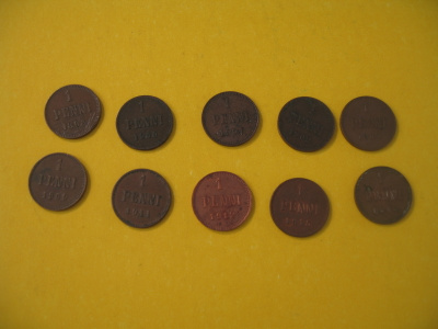 10 kpl 1 penni - 1893-1916