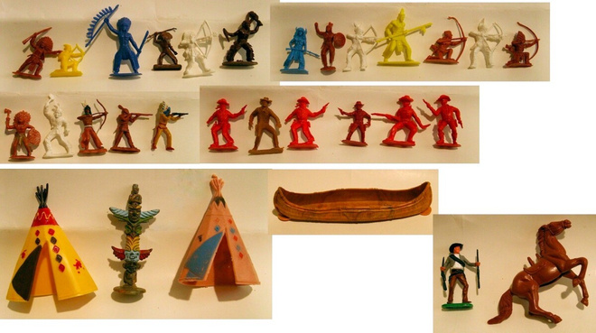 Vintage Intiaani ja Länkkäri figuuri setti