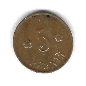 1919 5 PENNIÄ KOLIKKO KÄYTETTY