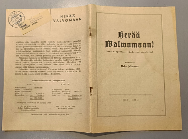 Herää valvomaan lehti 3/1955 kulkenut Tani 29.3.55