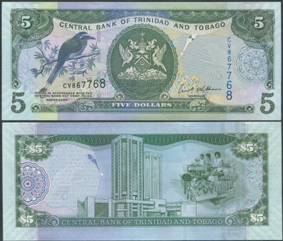Trinidad and Tobago 5 Dollars 2006 (P-47) UNC radar sn!
