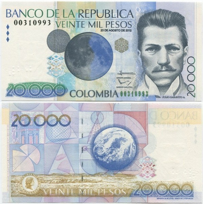 Kolumbia Colombia 20000 Pesos 2012 (P-454 uusi) UNC
