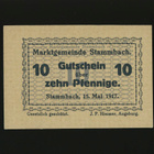 Saksa Notgeld 10 Pfennig, Stammbach 15.5.1917 - pikkukuva 1