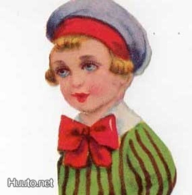 BNK / Raitapaitainen poika suuri rusetti kaulassa 1920-30-l.