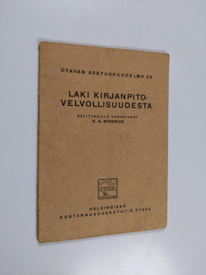 K. A. Widenius : Laki kirjanpitovelvollisuudesta