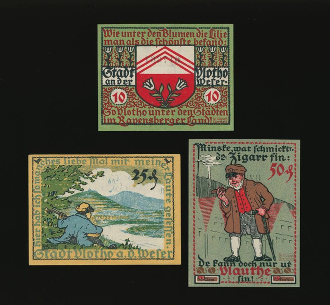 Saksa Notgeld 10, 25, 50 Pfg, Vlotho 1921