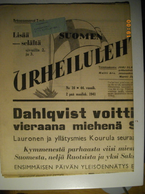 Suomen Urheilulehti Nro 16/1941 (15.3)
