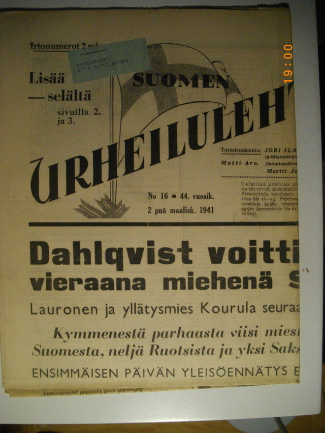 Suomen Urheilulehti Nro 16/1941 (15.3)