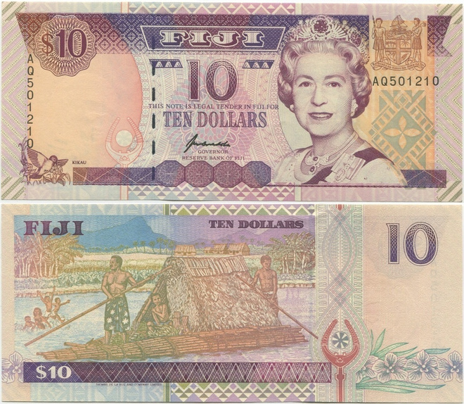 Fiji Fidzi 10 Dollars 1996 (P-98b) UNC QEII