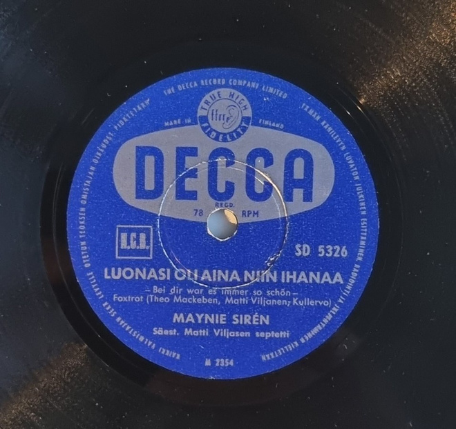 Savikiekko 1955 - Maynie Siren / Göran Ödner - Decca SD 5326