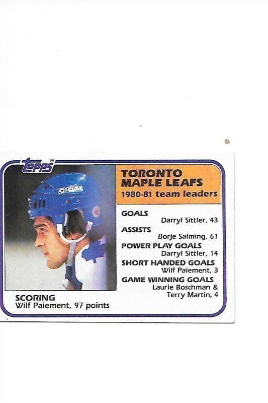 1981-82 Topps #63 Wilf Paiement Toronto Maple Leafs