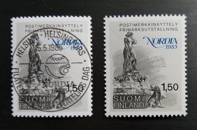 NORDIA 1985 näyttelymerkki, leimattu ja postituore