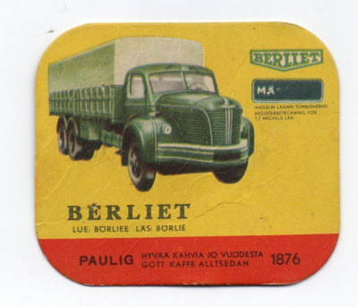Kahvilappu Paulig BERLIET