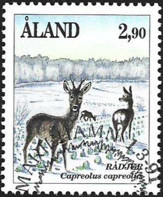 Åland 1991 Nisäkkäitä 2,90 mk EP  Lape 046 alareuna LOISTO