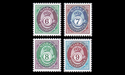 Norja 1078-81y ** Käyttösarja postitorvi (1991)