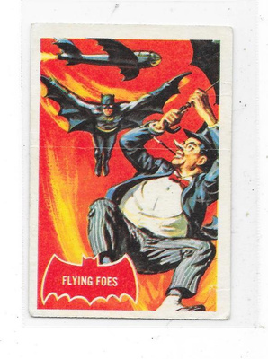 1966 Topps Batman Trading Card #31A Flying Foes The Penguin!
