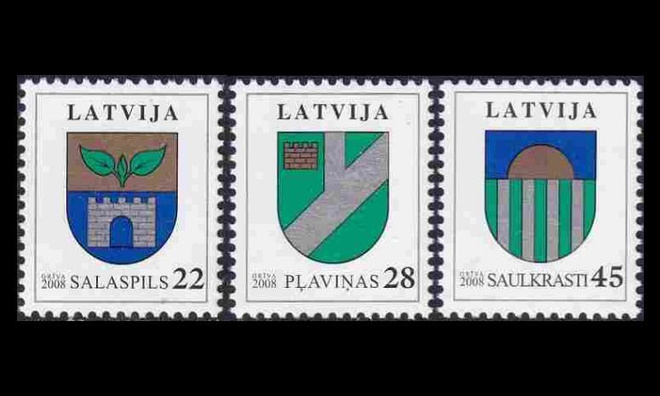 Latvia 719-21 ** Käyttösarja Vaakuna (2008)