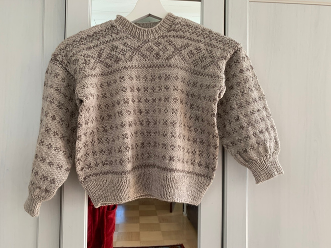 Lasten käsinneulottu norjalainen villapaita 98-104 cm