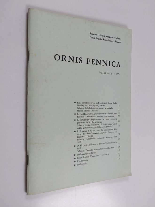 Ornis Fennica 3-4/1971 Vol 48