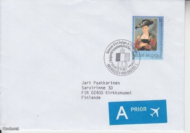 Belgia maalaus aiheisen FDC:n tarvekäyttö Suomeen.